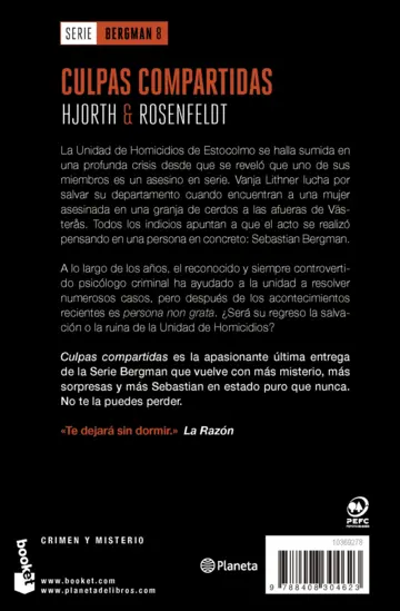 Contraportada Culpas compartidas  (Serie Bergman, 8)