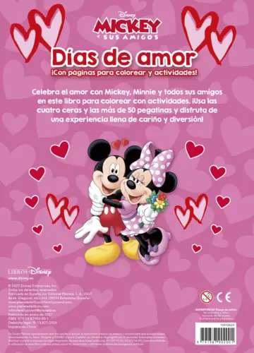 Contraportada Mickey. Días de amor. Libro para colorear con ceras