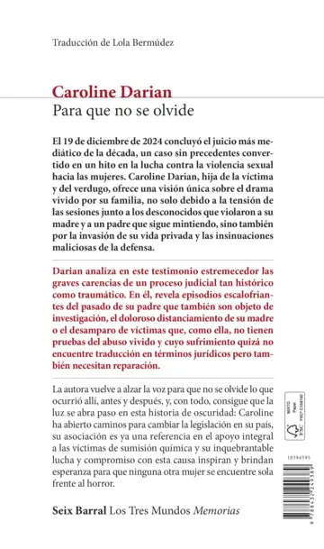 Contraportada Para que no se olvide