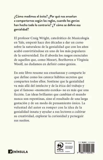 Contraportada Los hábitos secretos de los genios