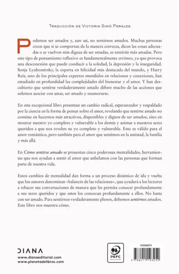 Contraportada Cómo sentirse amado