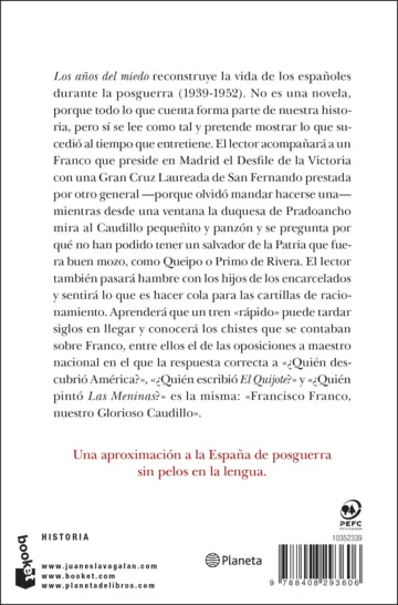 Contraportada Los años del miedo