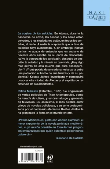 Contraportada La conjura de los suicidas