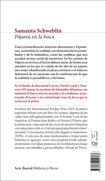 Contraportada Pájaros en la boca y otros cuentos