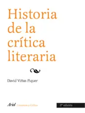 Portada Historia de la crítica literaria