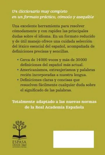 Contraportada Diccionario de la lengua española Mini