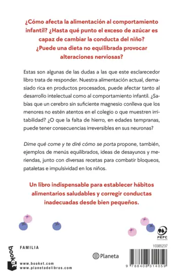 Contraportada Dime qué come y te diré cómo se porta