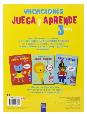 Contraportada Vacaciones. Juega y aprende. 3 años