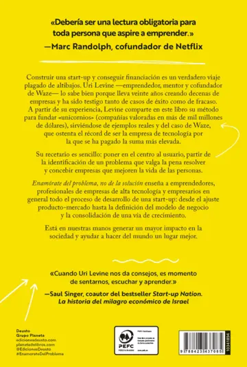 Contraportada Enamórate del problema, no de la solución (Edición española)