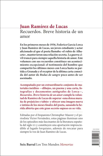 Contraportada Recuerdos. Breve historia de un amor