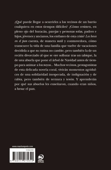 Contraportada Los besos en el pan