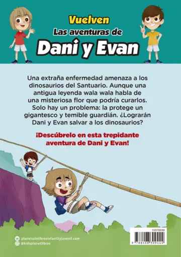 Contraportada Las aventuras de Dani y Evan 13. La leyenda de la titanoboa