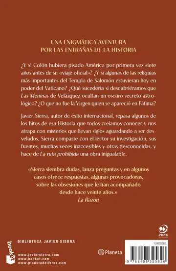 Contraportada La ruta prohibida y otros enigmas de la Historia