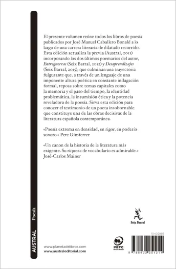 Contraportada Somos el tiempo que nos queda. Obra poética completa
