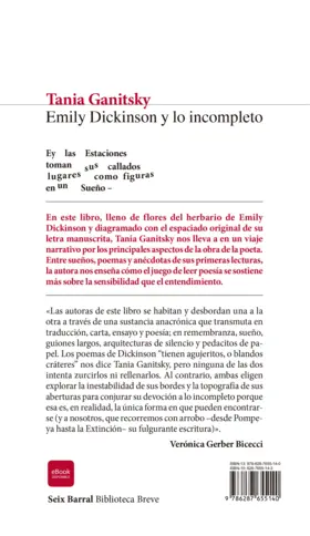 Contraportada Emily Dickinson y lo incompleto