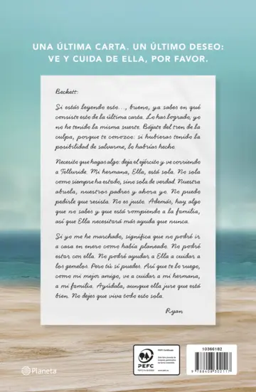 Contraportada La última carta (Edición española)