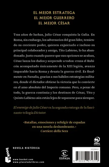 Contraportada El enemigo de Julio César (Serie Dictator 2)